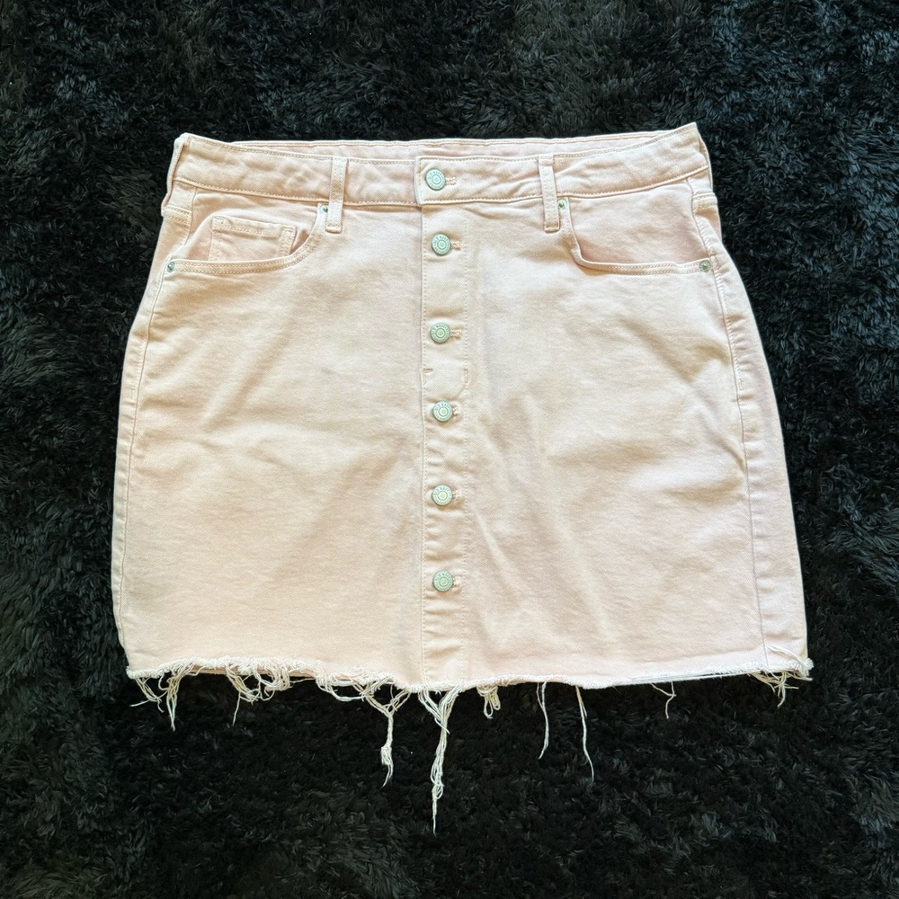 Old Navy Pastel Pink‎ Button-fly Denim Skirt